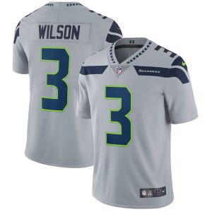 Men's Seattle Seahawks #3 Russell Wilson Gray Vapor Untouchable Limited Stitched NFL Jersey - Custom Name