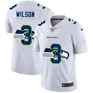Men's Seattle Seahawks #3 Russell Wilson White NFL Stitched Jersey - Custom Name