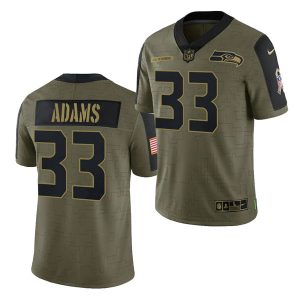 Men's Seattle Seahawks #33 Jamal Adams 2021 Olive Salute To Service Limited Stitched Jersey - Custom Name