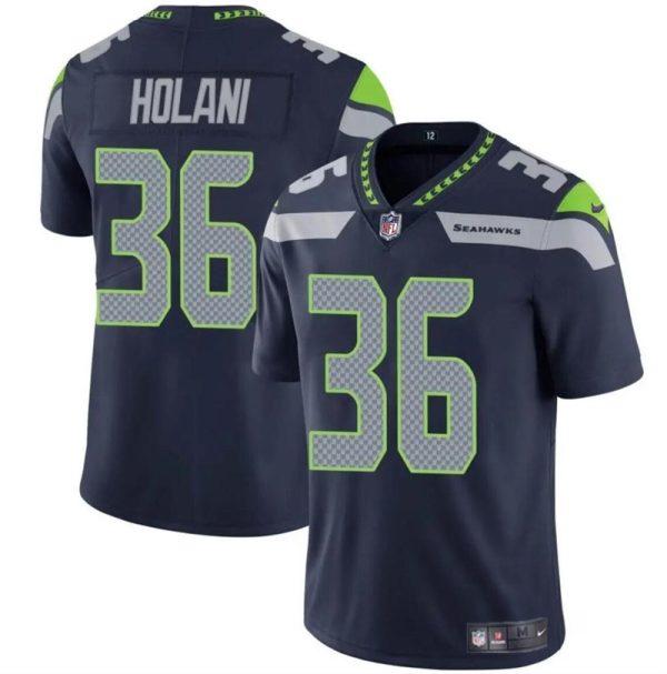 Men's Seattle Seahawks #36 George Holani Navy 2024 Vapor Limited Stitched Football Jersey - Custom Name