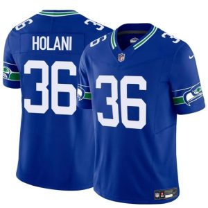 Men's Seattle Seahawks #36 George Holani Royal 2024 F.U.S.E Throwback Vapor Limited Stitched Football Jersey - Custom Name