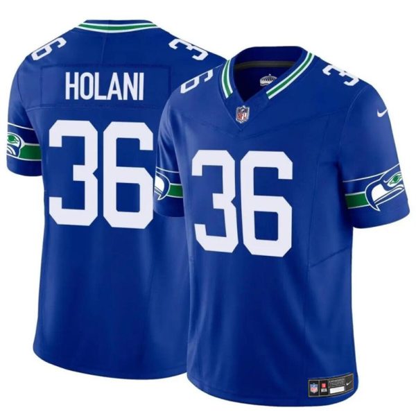 Men's Seattle Seahawks #36 George Holani Royal 2024 F.U.S.E Throwback Vapor Limited Stitched Football Jersey - Custom Name