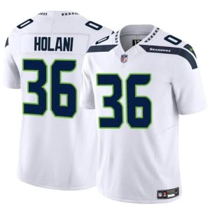 Men's Seattle Seahawks #36 George Holani White 2024 F.U.S.E Vapor Limited Stitched Football Jersey - Custom Name