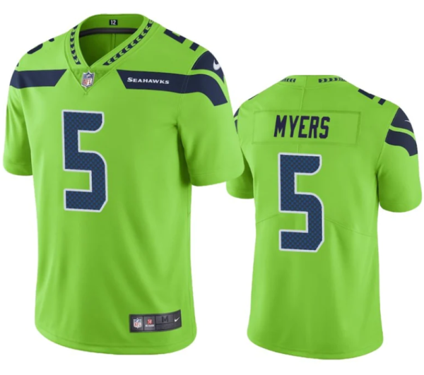 Men's Seattle Seahawks #5 Jason Myers Green Vapor Untouchable Limited Stitched Jersey - Custom Name