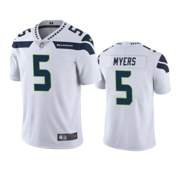 Men's Seattle Seahawks #5 Jason Myers White Vapor Untouchable Limited Stitched Jersey - Custom Name