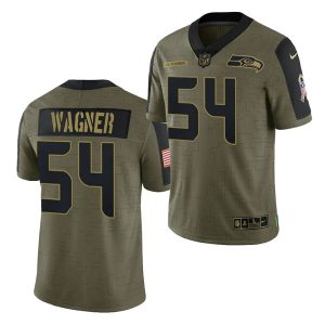 Men's Seattle Seahawks #54 Bobby Wagner 2021 Olive Salute To Service Limited Stitched Jersey - Custom Name