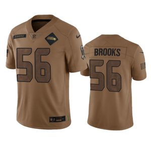 Men's Seattle Seahawks #56 Jordyn Brooks 2023 Brown Salute To Service Limited Stitched Football Jersey - Custom Name
