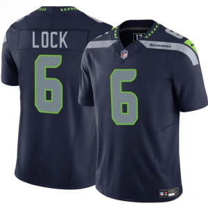 Men's Seattle Seahawks #6 Drew Lock Navy 2025 F.U.S.E. Vapor Limited Stitched Football Jersey - Custom Name