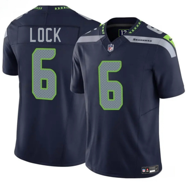 Men's Seattle Seahawks #6 Drew Lock Navy 2025 F.U.S.E. Vapor Limited Stitched Football Jersey - Custom Name