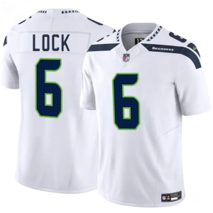 Men's Seattle Seahawks #6 Drew Lock White 2025 F.U.S.E. Vapor Limited Stitched Football Jersey - Custom Name