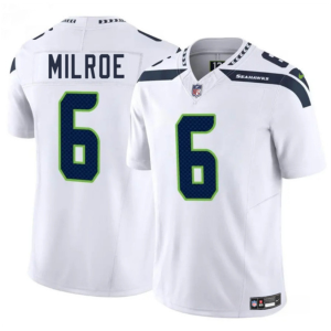 Men's Seattle Seahawks #6 Jalen Milroe White 2025 Draft F.U.S.E. Vapor Untouchable Limited Stitched Football Jersey - Custom Name