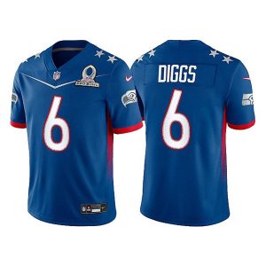 Men's Seattle Seahawks #6 Quandre Diggs 2022 Royal NFC Pro Bowl Stitched Jersey - Custom Name