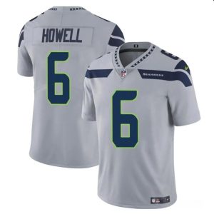 Men's Seattle Seahawks #6 Sam Howell Grey Vapor Limited Stitched Football Jersey - Custom Name