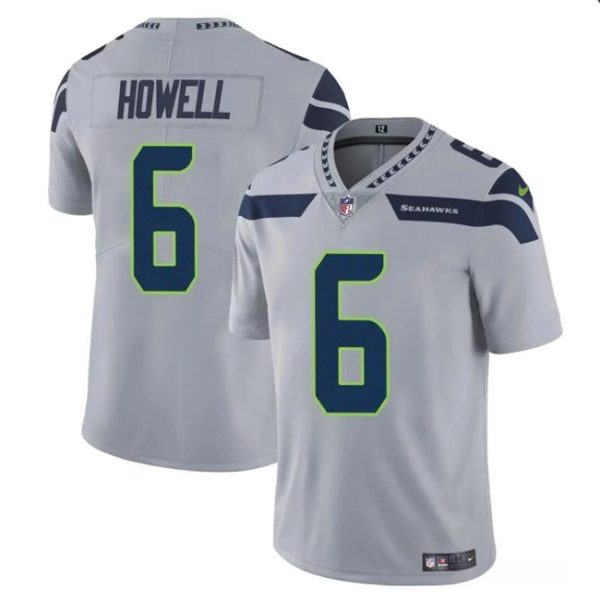Men's Seattle Seahawks #6 Sam Howell Grey Vapor Limited Stitched Football Jersey - Custom Name