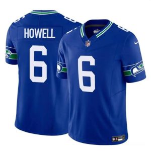 Men's Seattle Seahawks #6 Sam Howell Royal 2023 F.U.S.E. Vapor Throwback Limited Stitched Football Jersey - Custom Name