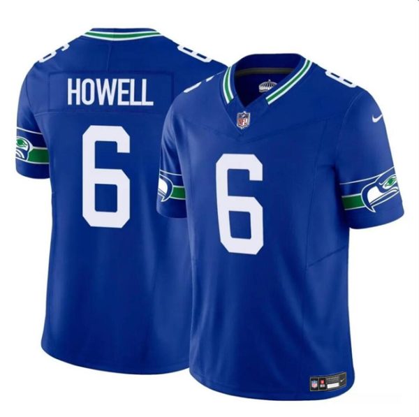 Men's Seattle Seahawks #6 Sam Howell Royal 2023 F.U.S.E. Vapor Throwback Limited Stitched Football Jersey - Custom Name