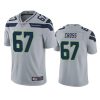 Men's Seattle Seahawks #67 Charles Cross Grey Vapor Untouchable Limited Stitched Jersey - Custom Name