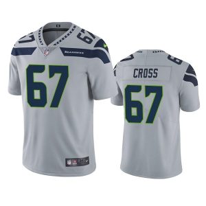 Men's Seattle Seahawks #67 Charles Cross Grey Vapor Untouchable Limited Stitched Jersey - Custom Name