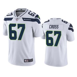 Men's Seattle Seahawks #67 Charles Cross White Vapor Untouchable Limited Stitched Jersey - Custom Name