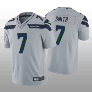 Men's Seattle Seahawks #7 Geno Smith Grey Vapor Untouchable Limited Stitched Jersey - Custom Name