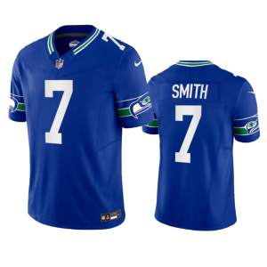 Men's Seattle Seahawks #7 Geno Smith Royal 2023 F.U.S.E. Vapor Limited Throwback Stitched Jersey - Custom Name