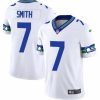 Men's Seattle Seahawks #7 Geno Smith White Throwback Vapor Stitched Football Jersey - Custom Name