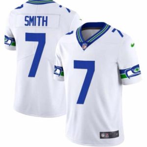 Men's Seattle Seahawks #7 Geno Smith White Throwback Vapor Stitched Football Jersey - Custom Name