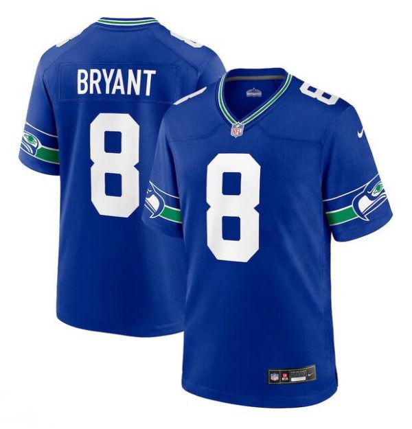 Men's Seattle Seahawks #8 Coby Bryant Royal Throwback Player Stitched Game Jersey - Custom Name