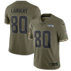 Men's Seattle Seahawks #80 Steve Largent Olive 2022 Salute To Service Limited Stitched Jersey - Custom Name