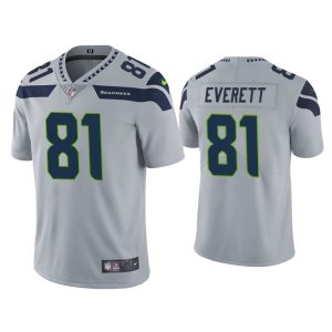 Men's Seattle Seahawks #81 Gerald Everett Grey Vapor Untouchable Limited Stitched Jersey - Custom Name