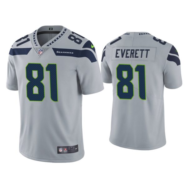 Men's Seattle Seahawks #81 Gerald Everett Grey Vapor Untouchable Limited Stitched Jersey - Custom Name