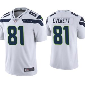 Men's Seattle Seahawks #81 Gerald Everett White Vapor Untouchable Limited Stitched Jersey - Custom Name