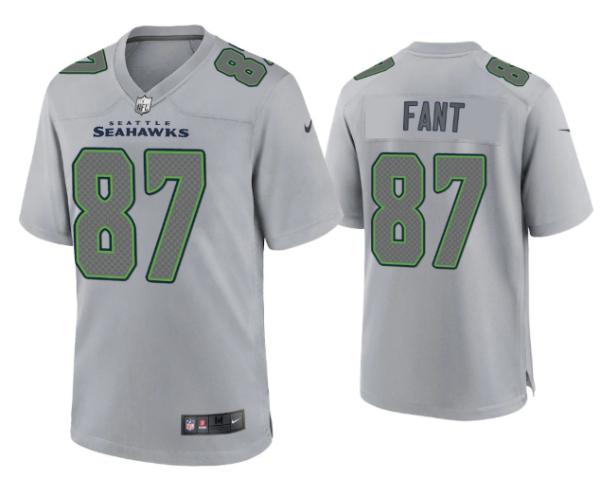 Men's Seattle Seahawks #87 Noah Fant Grey Atmosphere Fashion Stitched Game Jersey - Custom Name