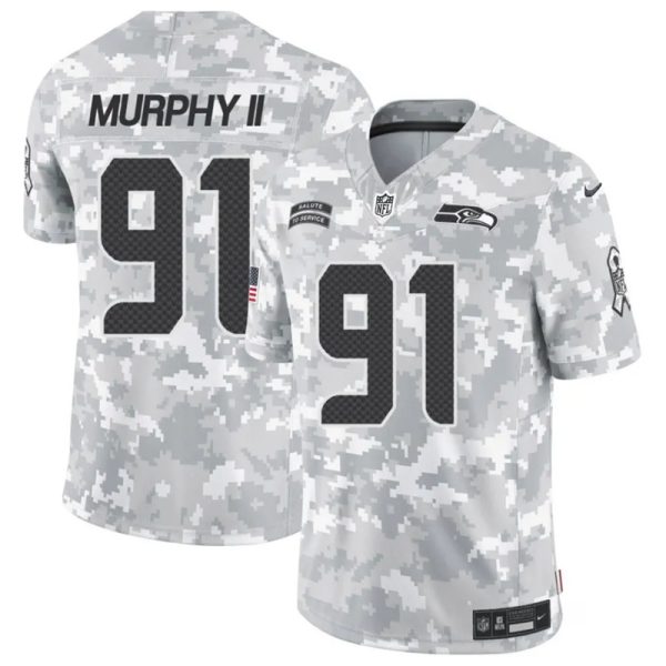 Men's Seattle Seahawks #91 Byron Murphy II 2024 F.U.S.E Arctic Camo Salute to Service Limited Stitched Football Jersey - Custom Name