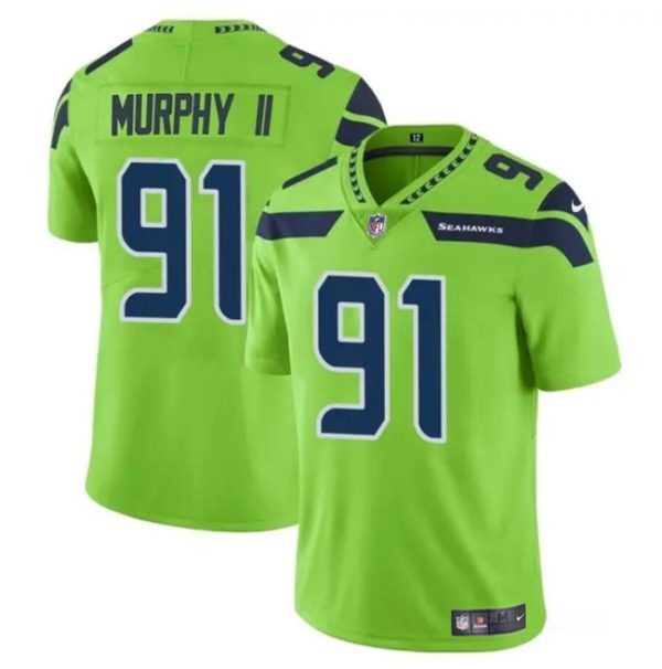 Men's Seattle Seahawks #91 Byron Murphy II Green 2024 Draft Vapor Limited Stitched Football Jersey - Custom Name