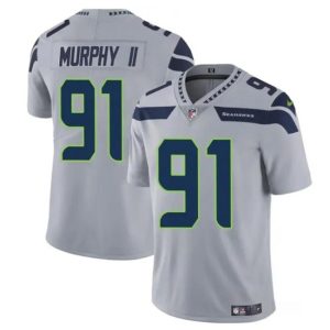 Men's Seattle Seahawks #91 Byron Murphy II Grey 2024 Draft Vapor Limited Stitched Football Jersey - Custom Name