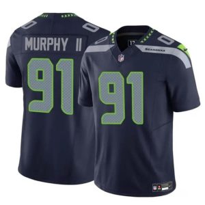 Men's Seattle Seahawks #91 Byron Murphy II Navy 2024 Draft F.U.S.E Vapor Limited Stitched Football Jersey - Custom Name