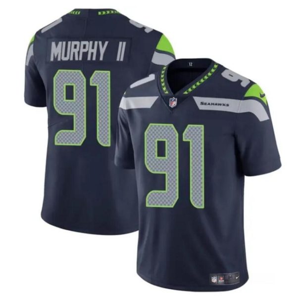 Men's Seattle Seahawks #91 Byron Murphy II Navy 2024 Draft Vapor Limited Stitched Football Jersey - Custom Name