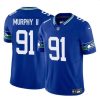 Men's Seattle Seahawks #91 Byron Murphy II Royal 2024 Draft F.U.S.E Throwback Vapor Limited Stitched Football Jersey - Custom Name