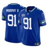 Men's Seattle Seahawks #91 Byron Murphy II Royal 2024 With Dradt Patch F.U.S.E Throwback Vapor Limited Stitched Football Jersey - Custom Name