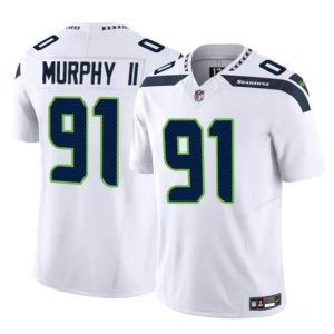 Men's Seattle Seahawks #91 Byron Murphy II White 2024 Draft F.U.S.E Vapor Limited Stitched Football Jersey - Custom Name