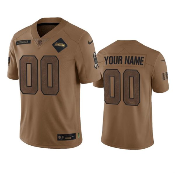 Men's Seattle Seahawks Active Player Custom 2023 Brown Salute To Service Limited Stitched Football Jersey - Custom Name