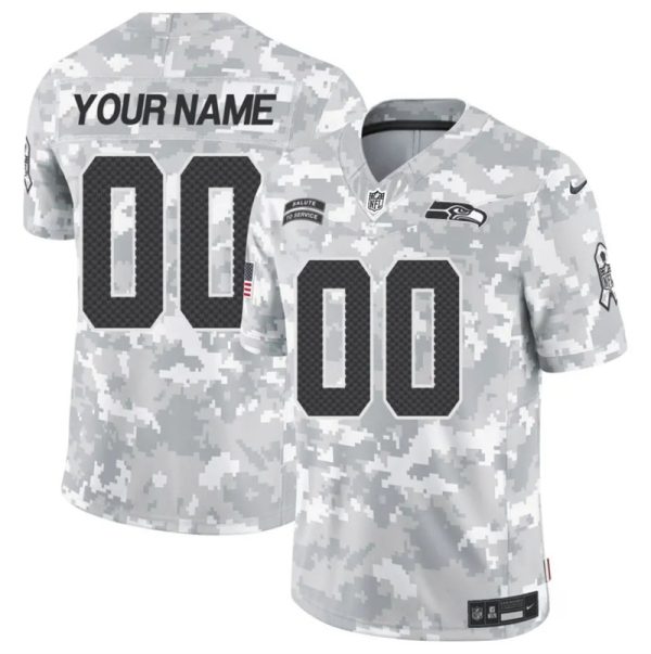 Men's Seattle Seahawks Active Player Custom 2024 F.U.S.E Arctic Camo Salute to Service Limited Stitched Football Jersey - Custom Name