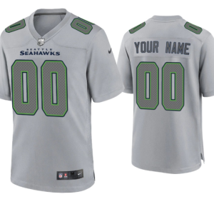 Men's Seattle Seahawks Active Player Custom Grey Atmosphere Fashion Stitched Game Jersey - Custom Name