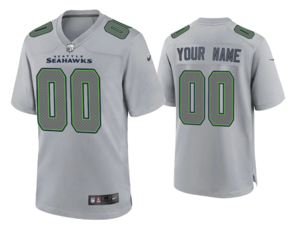 Men's Seattle Seahawks Active Player Custom Grey Atmosphere Fashion Stitched Game Jersey - Custom Name