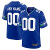 Men's Seattle Seahawks Active Player Custom Royal Throwback Stitched Game Jersey - Custom Name