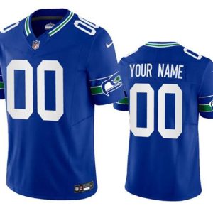 Men's Seattle Seahawks Customized Royal 2023 F.U.S.E. Vapor Limited Throwback Stitched Football Jersey - Custom Name