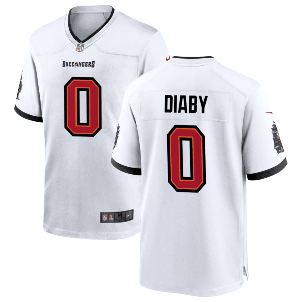 Men's Tampa Bay Buccaneers #0 Yaya Diaby White Stitched Game Jersey - Custom Name