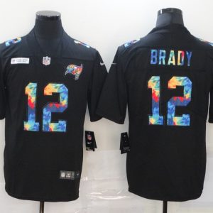 Men's Tampa Bay Buccaneers #12 Tom Brady 2020 Black NFL Crucial Catch Limited Stitched Jersey - Custom Name
