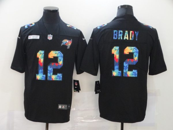 Men's Tampa Bay Buccaneers #12 Tom Brady 2020 Black NFL Crucial Catch Limited Stitched Jersey - Custom Name